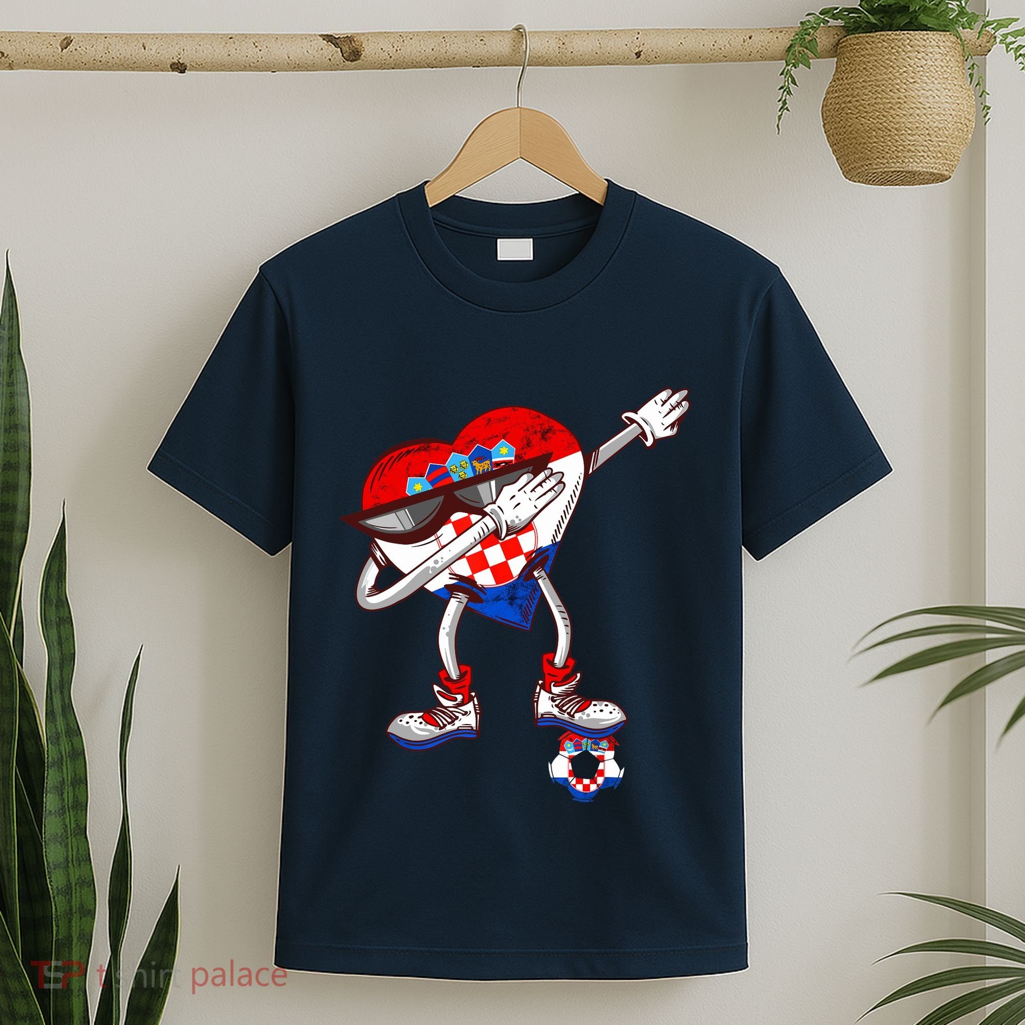 Croatia Dabbing Heart Hrvatska Soccer Team Croatia Flag T-Shirt