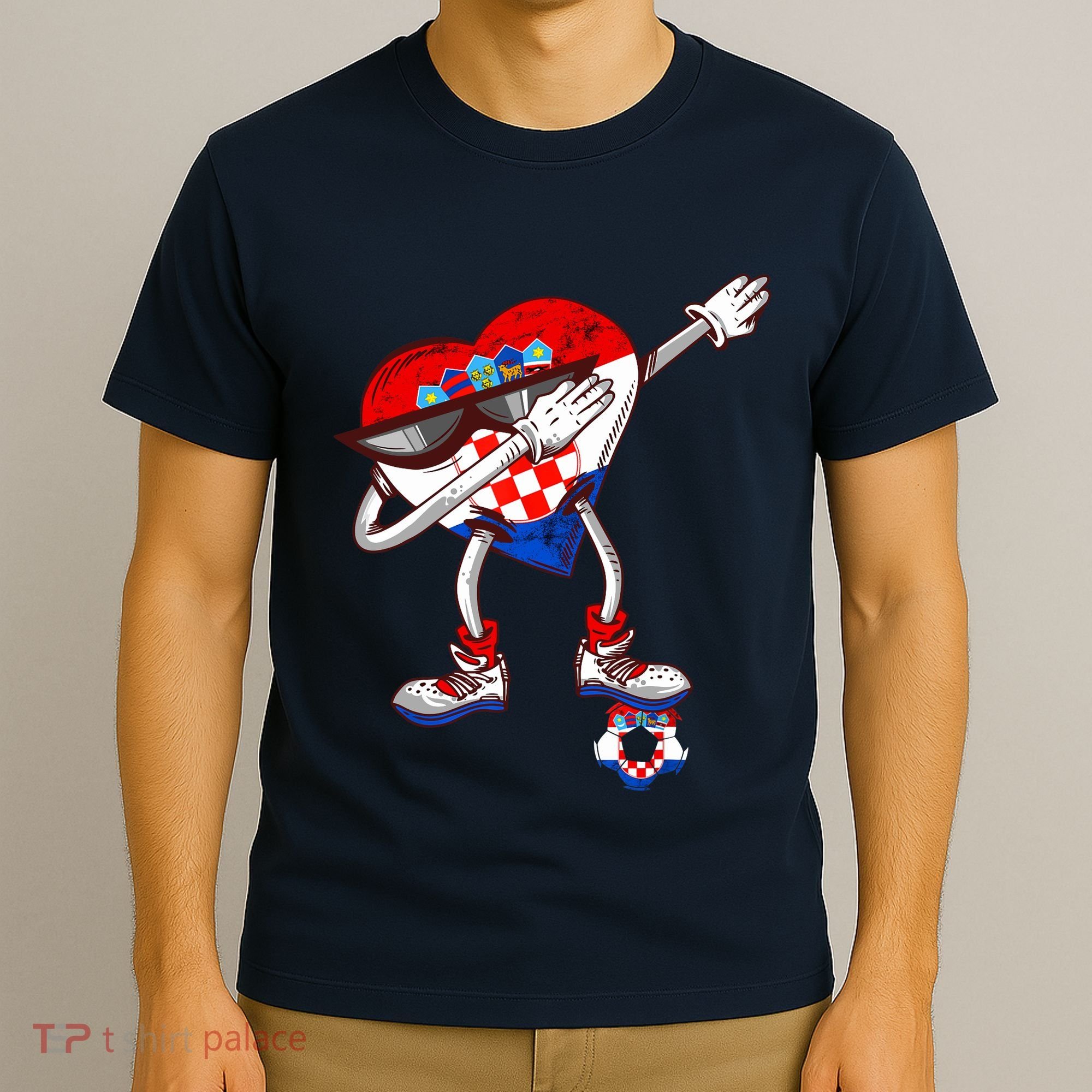 Croatia Dabbing Heart Hrvatska Soccer Team Croatia Flag T-Shirt