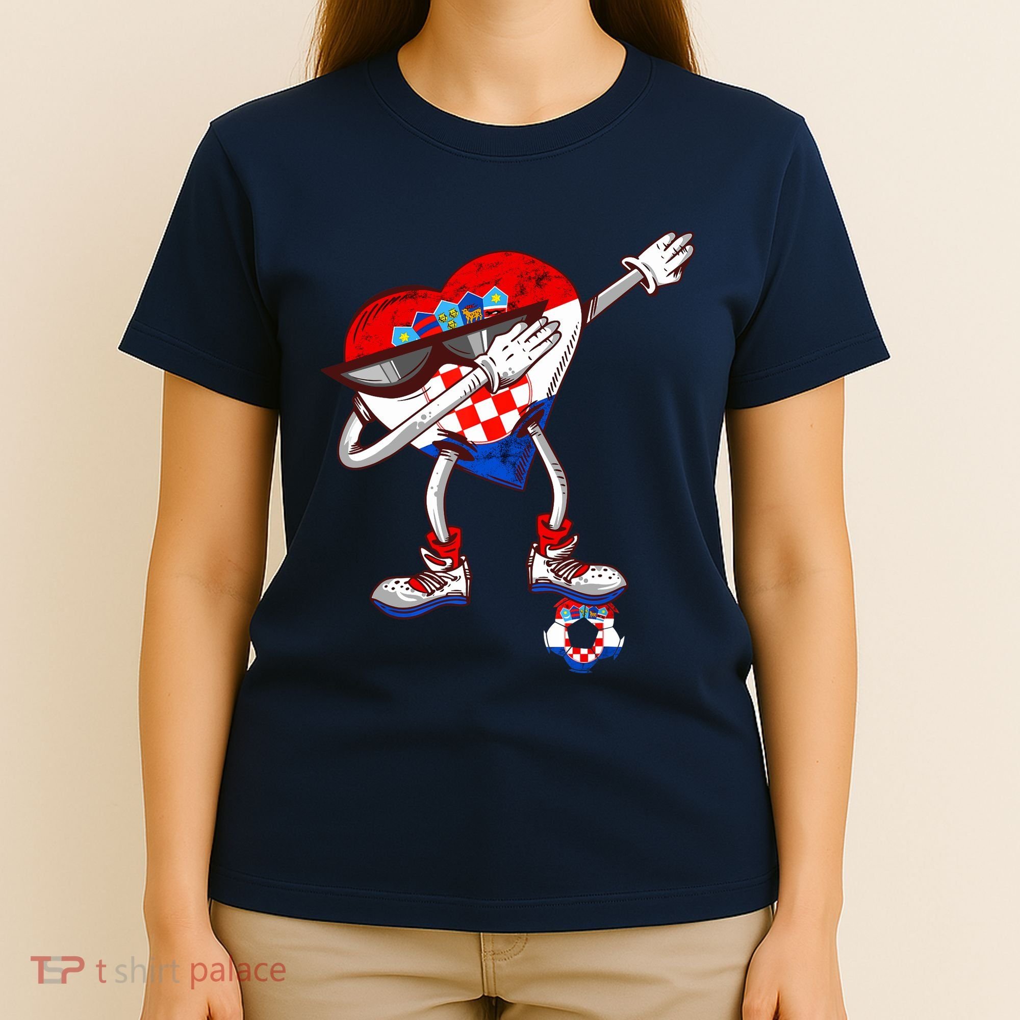 Croatia Dabbing Heart Hrvatska Soccer Team Croatia Flag T-Shirt