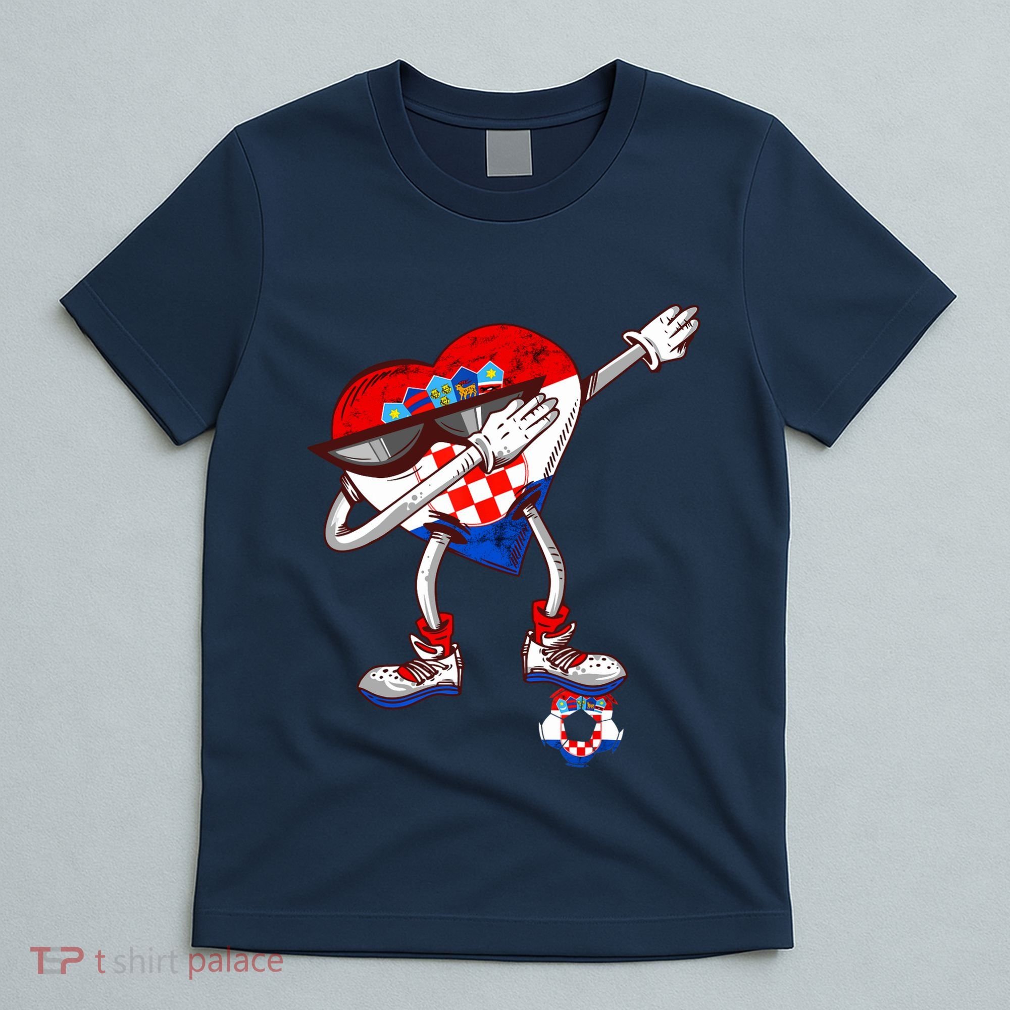 Croatia Dabbing Heart Hrvatska Soccer Team Croatia Flag T-Shirt