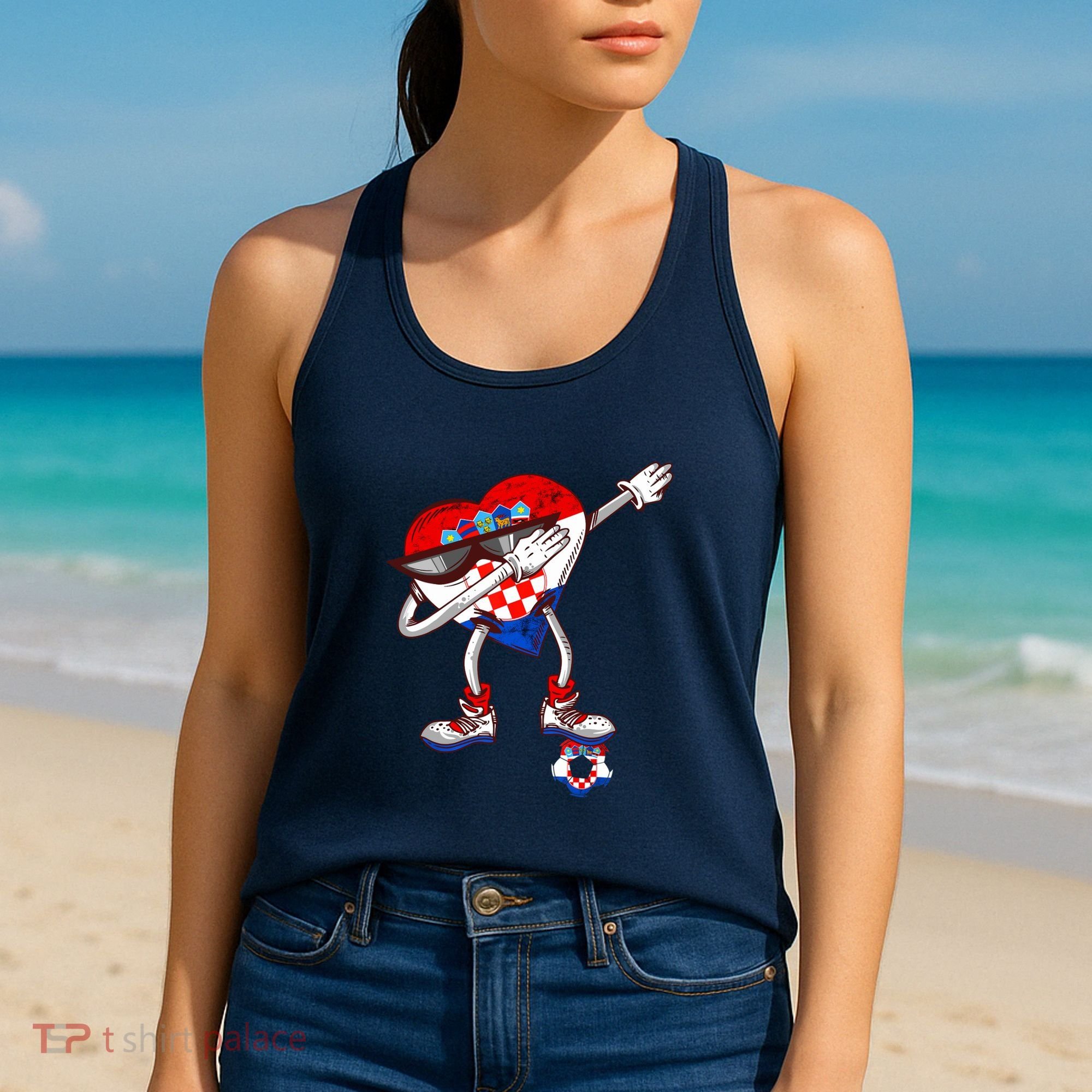 Croatia Dabbing Heart Hrvatska Soccer Team Croatia Flag Women's Tank Top