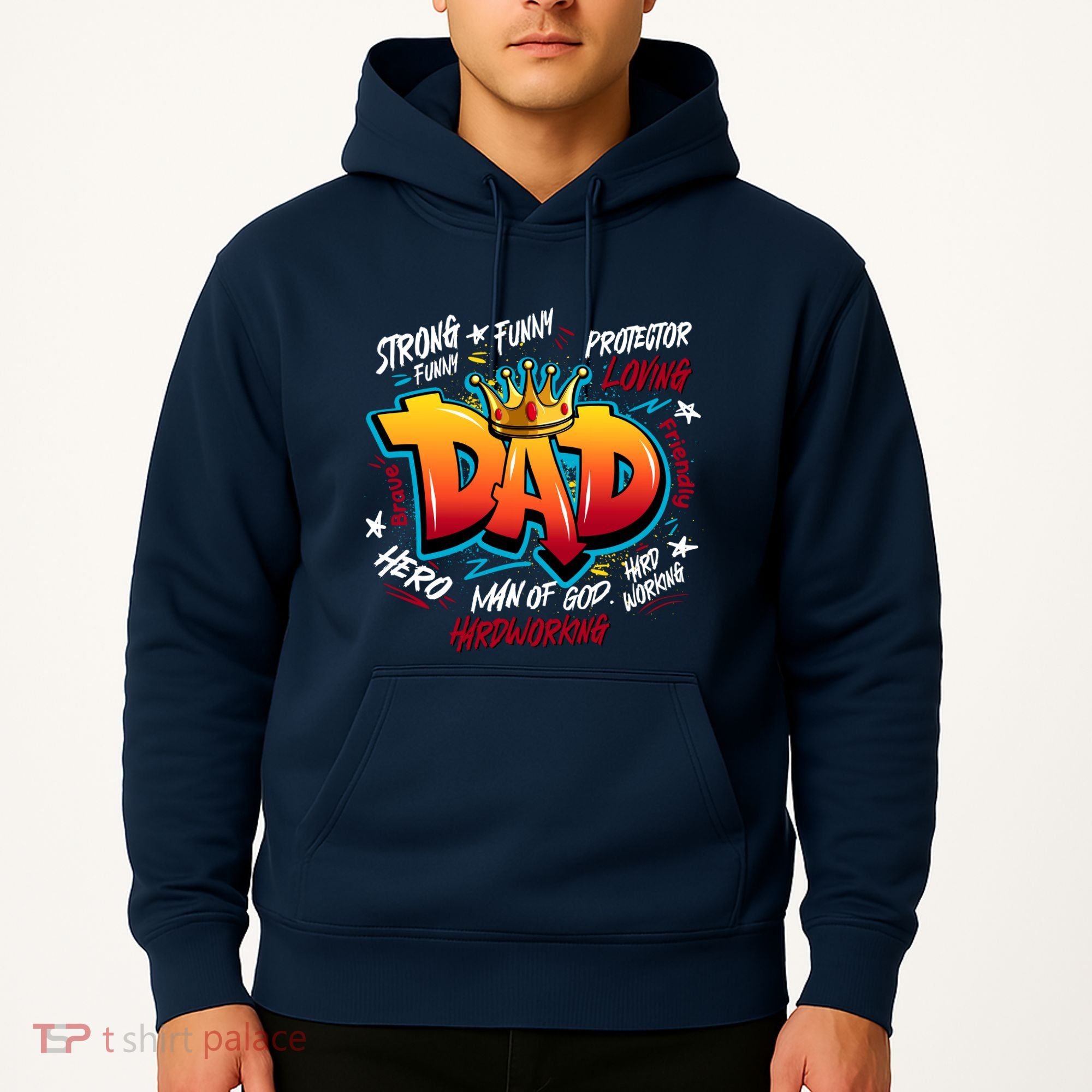 Cool Dad Hardworking Funny Fathers Day Logo Hoodie