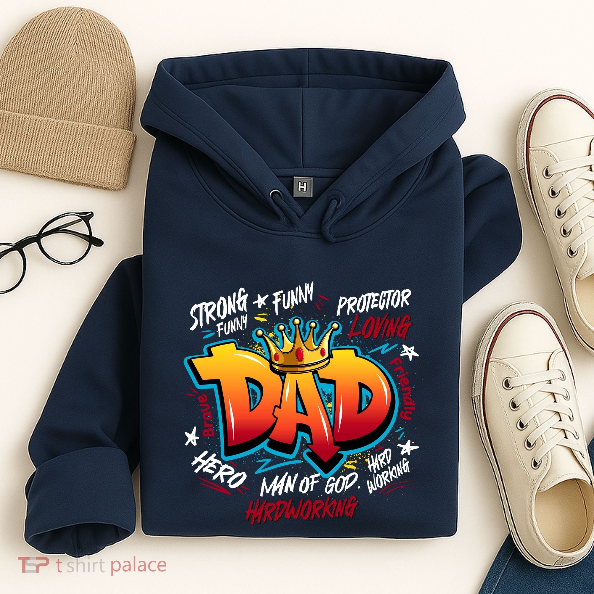 Cool Dad Hardworking Funny Fathers Day Logo Hoodie