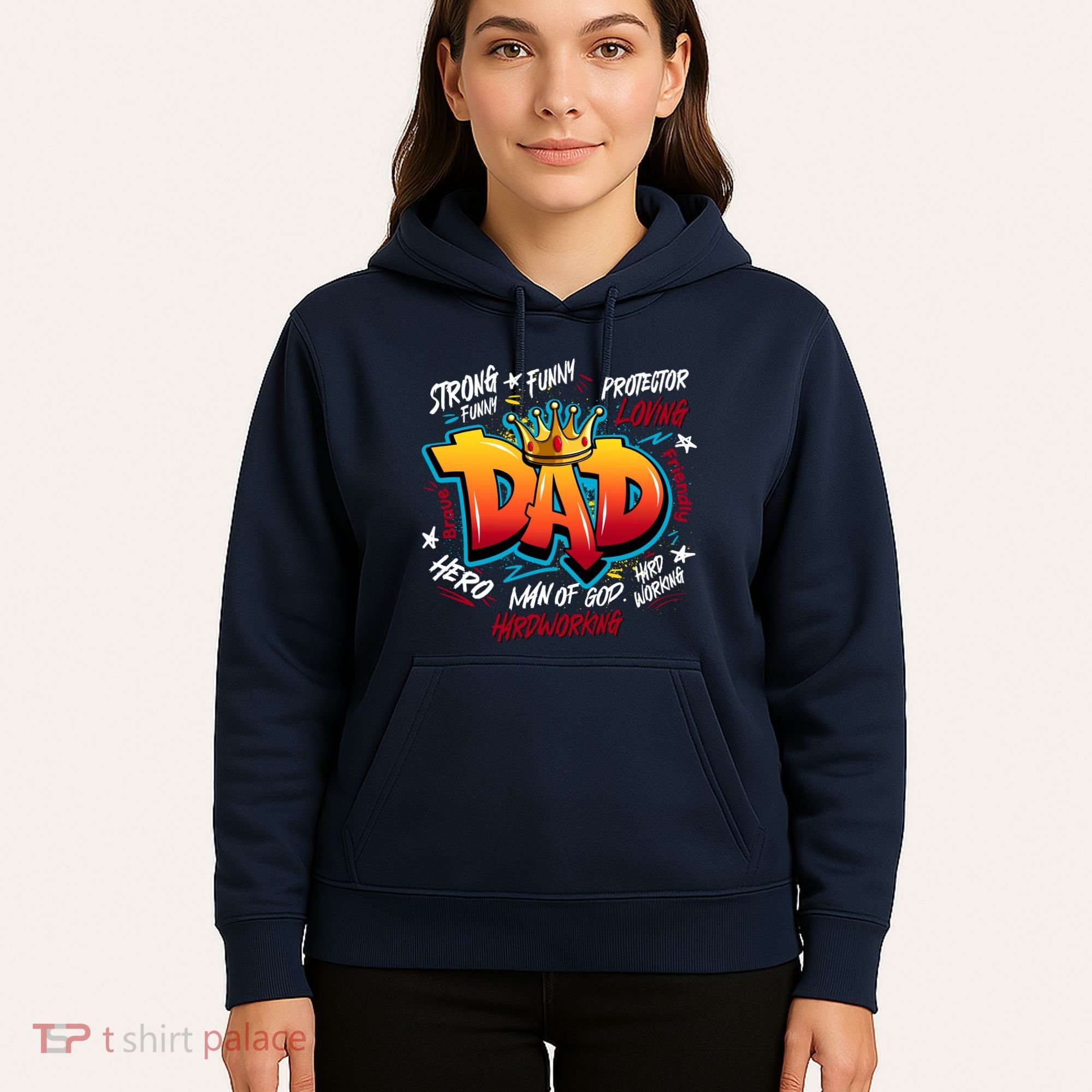 Cool Dad Hardworking Funny Fathers Day Logo Hoodie
