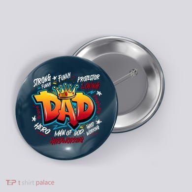 Cool Dad Hardworking Funny Fathers Day Logo Button