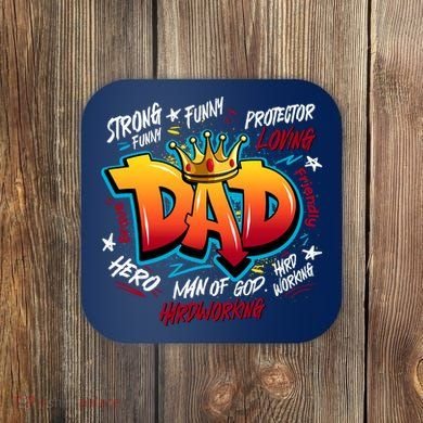 Cool Dad Hardworking Funny Fathers Day Logo Coaster