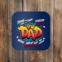 Cool Dad Hardworking Funny Fathers Day Logo Coaster thumb 0