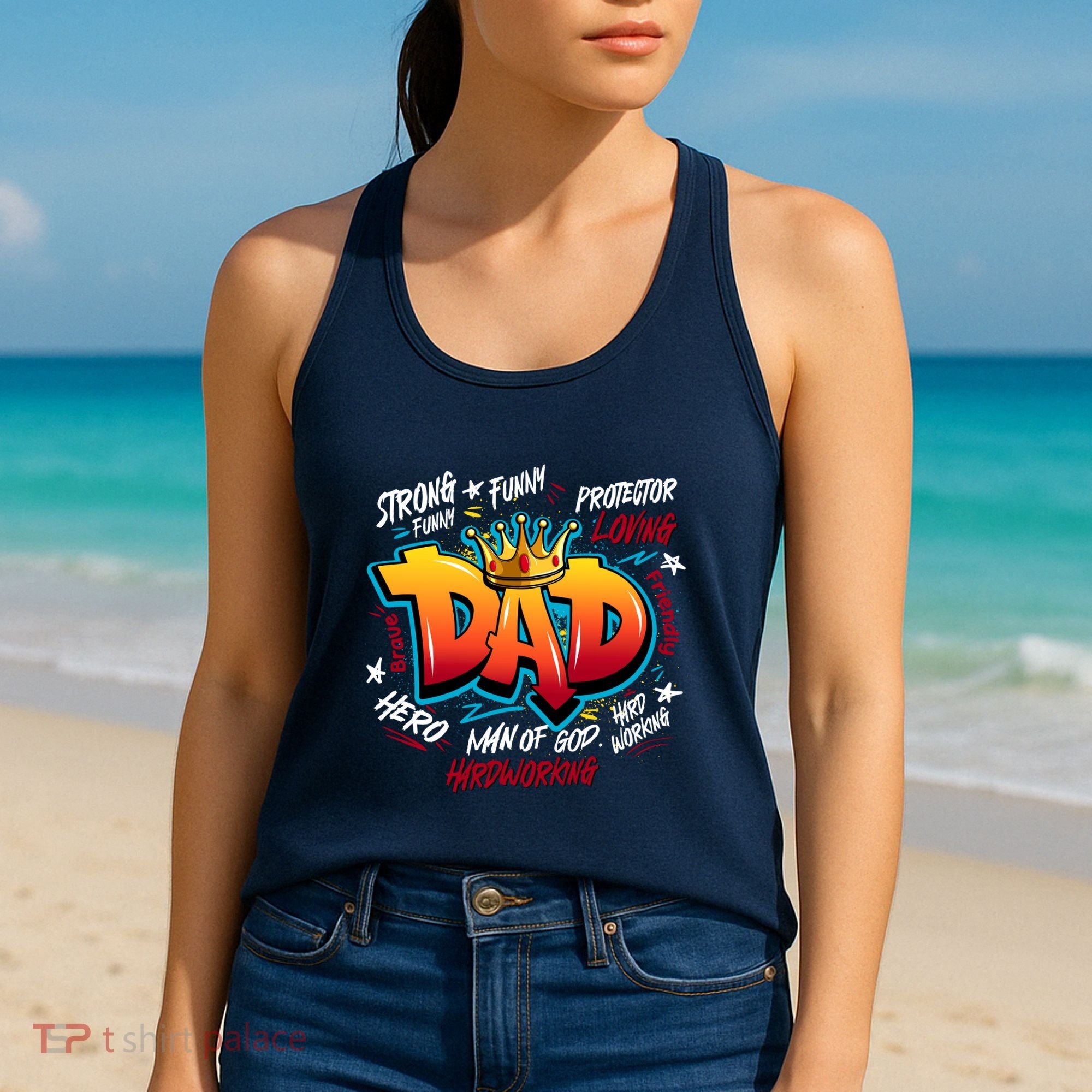Cool Dad Hardworking Funny Fathers Day Logo Women's Tank Top