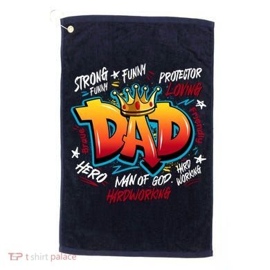Cool Dad Hardworking Funny Fathers Day Logo Golf Towel