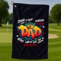 Cool Dad Hardworking Funny Fathers Day Logo Golf Towel thumb 1