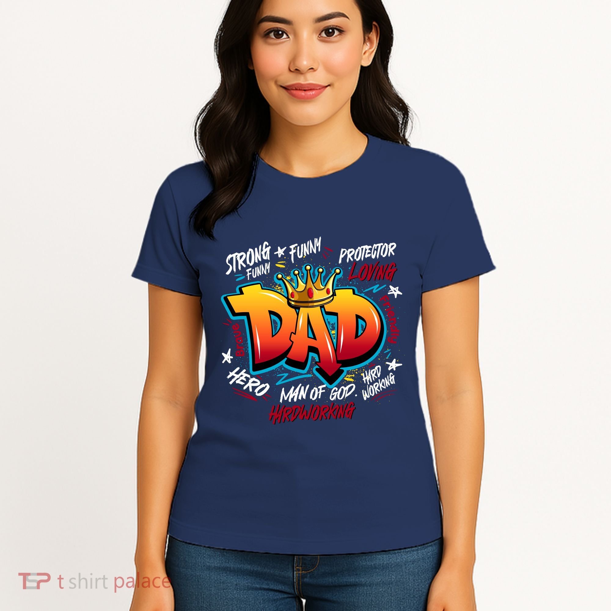 Cool Dad Hardworking Funny Fathers Day Logo Women's T-Shirt