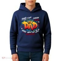 Cool Dad Hardworking Funny Fathers Day Logo Kids Hoodie thumb 4