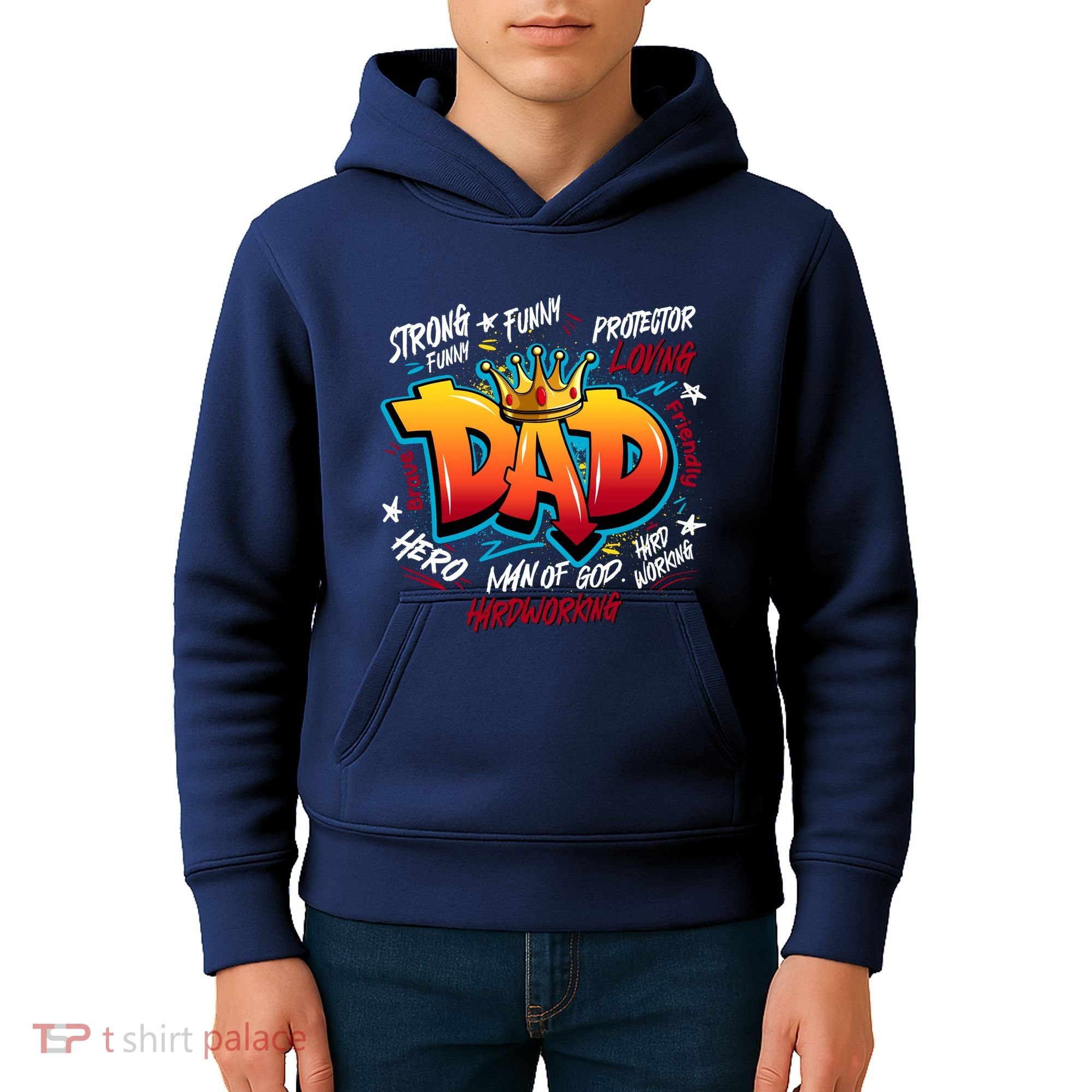 Cool Dad Hardworking Funny Fathers Day Logo Kids Hoodie
