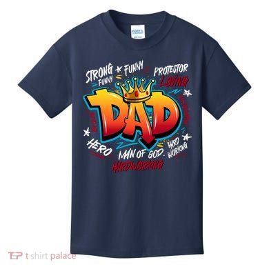 Cool Dad Hardworking Funny Fathers Day Logo Kids T-Shirt
