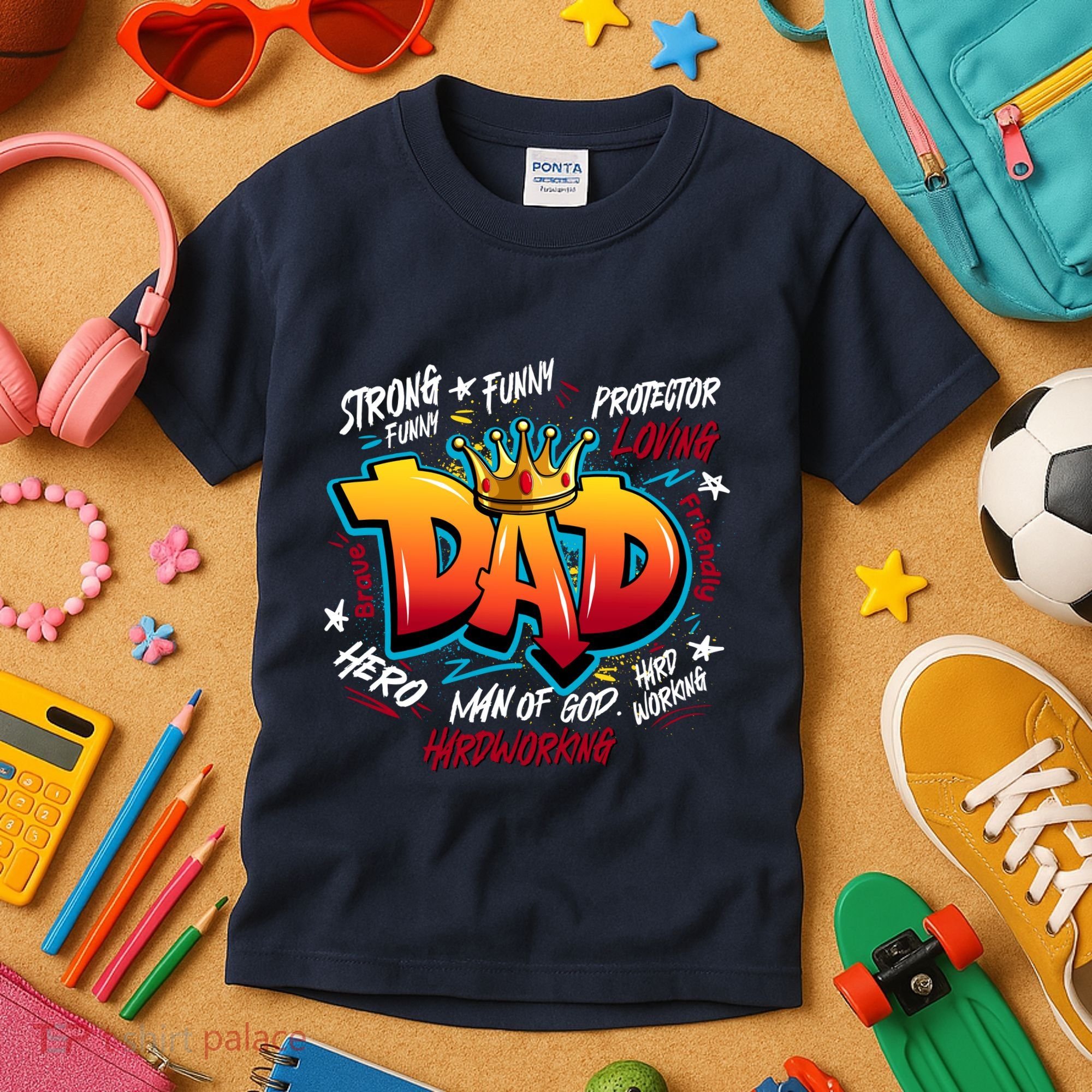 Cool Dad Hardworking Funny Fathers Day Logo Kids T-Shirt