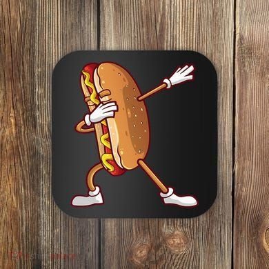 Cute Dabbing Hot Dog Design For  Dancing Food Coaster
