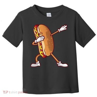 Cute Dabbing Hot Dog Design For  Dancing Food Toddler T-Shirt