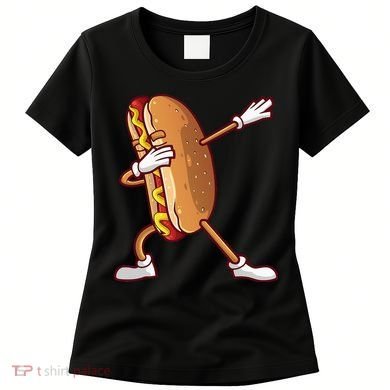 Cute Dabbing Hot Dog Design For  Dancing Food Women's T-Shirt