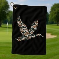 Camo Duck Hunting Old School Camouflage Hunters Golf Towel thumb 1
