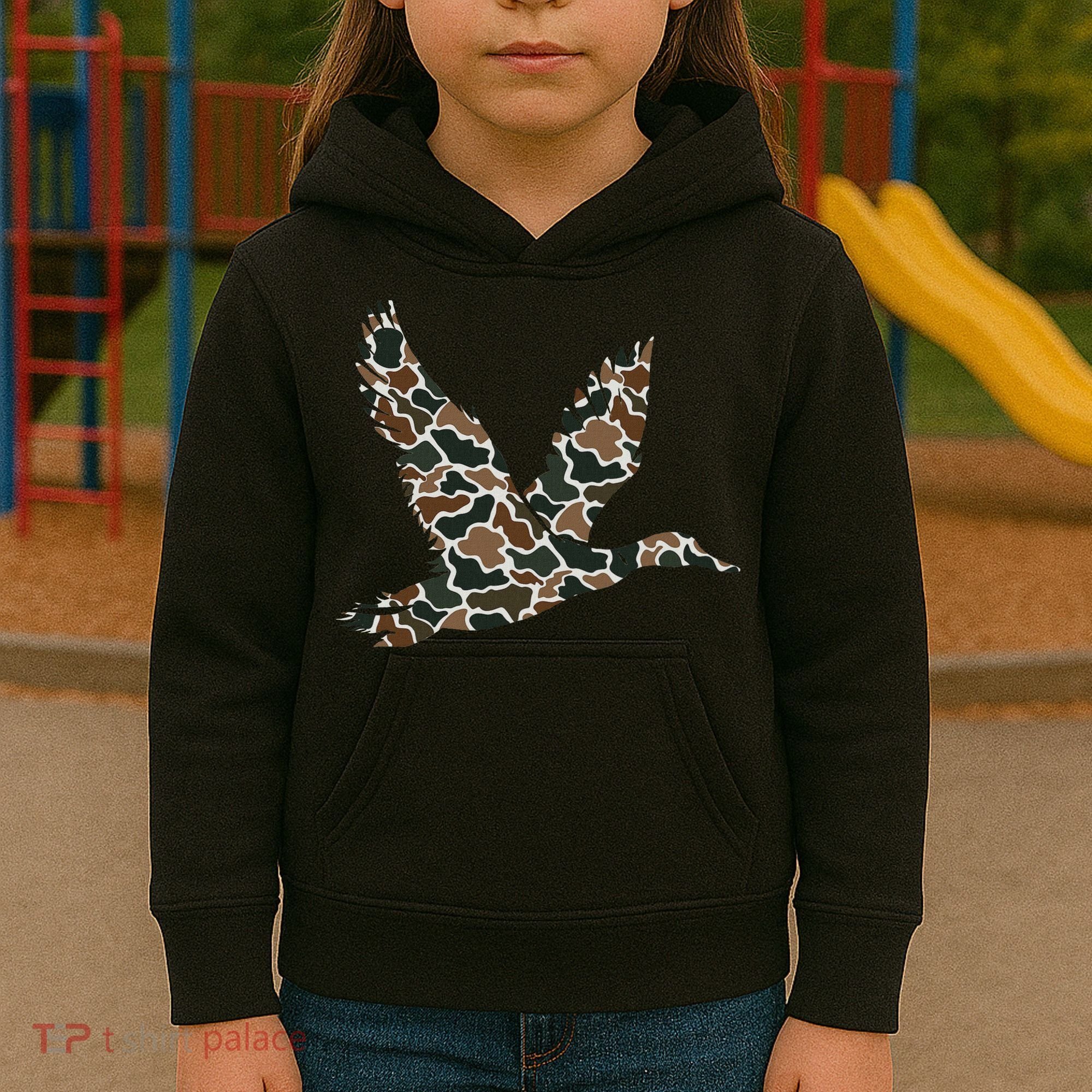 Camo Duck Hunting Old School Camouflage Hunters Kids Hoodie
