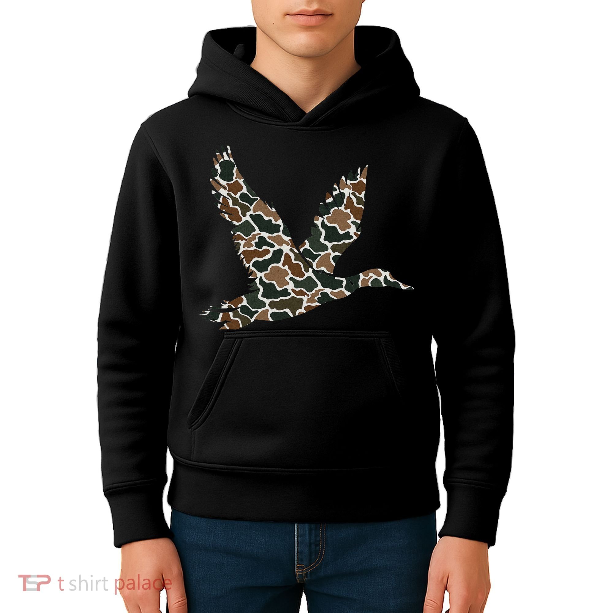 Camo Duck Hunting Old School Camouflage Hunters Kids Hoodie