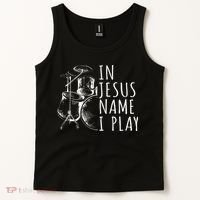 Christian Drumming In Jesus Name Play Drums Worship Drummer Tank Top thumb 2