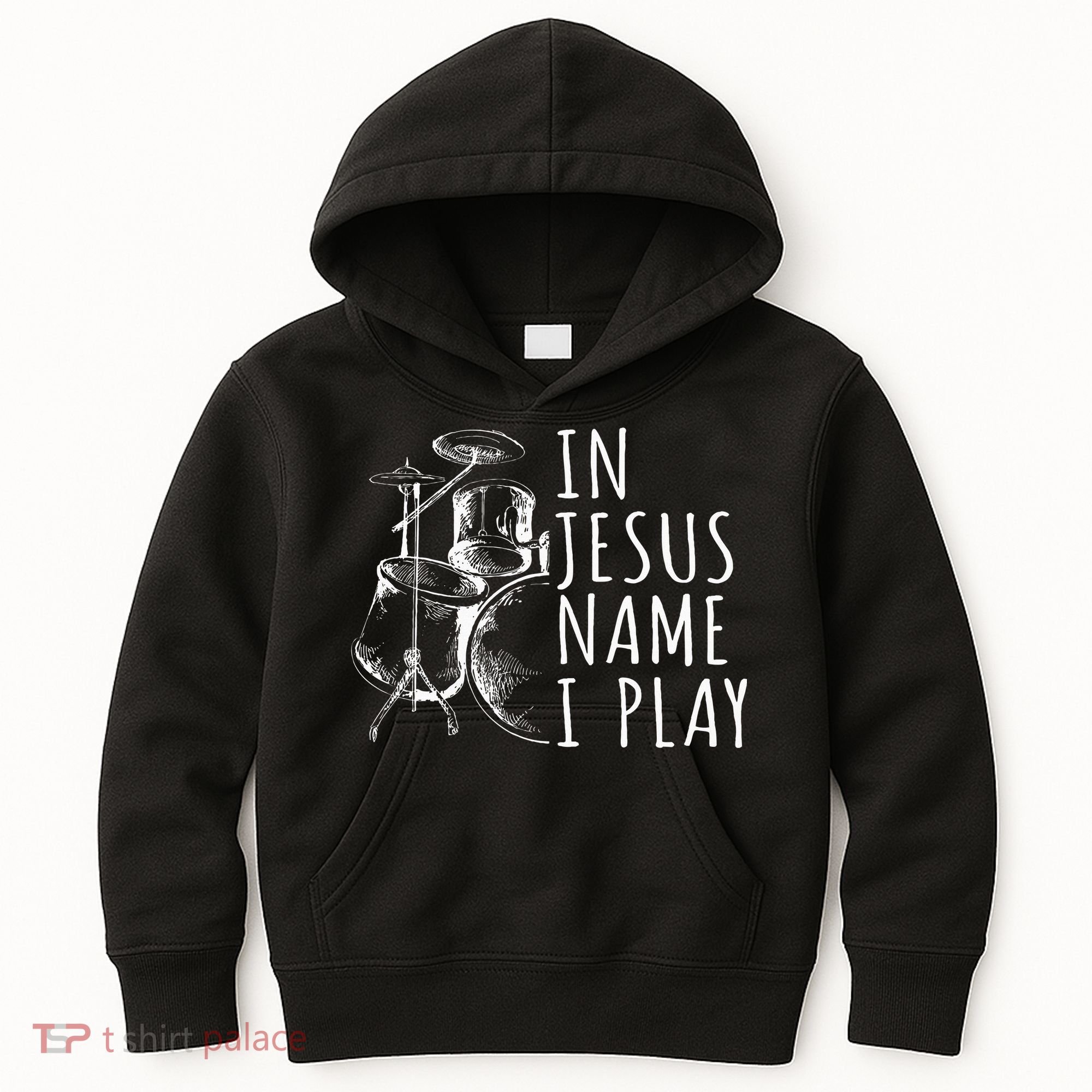 Christian Drumming In Jesus Name Play Drums Worship Drummer Kids Hoodie
