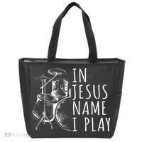 Christian Drumming In Jesus Name Play Drums Worship Drummer Tote Bag thumb 0