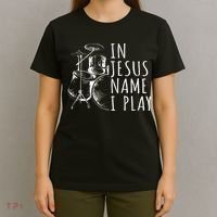 Christian Drumming In Jesus Name Play Drums Worship Drummer T-Shirt thumb 4