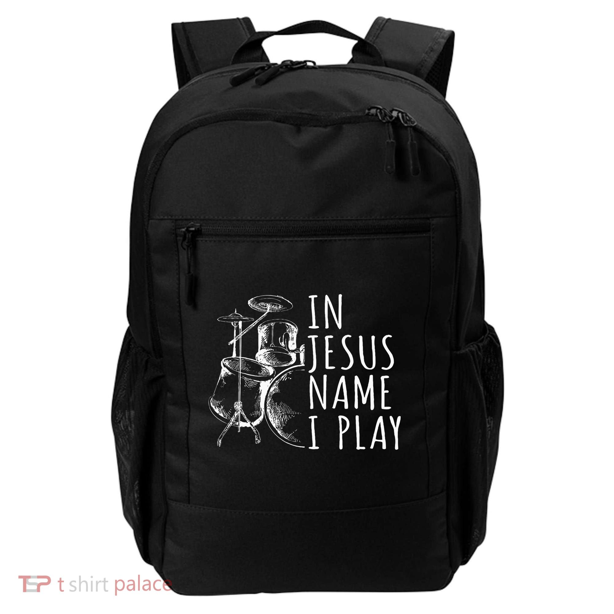 Christian Drumming In Jesus Name Play Drums Worship Drummer Backpack