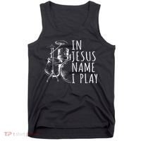 Christian Drumming In Jesus Name Play Drums Worship Drummer Tank Top thumb 0