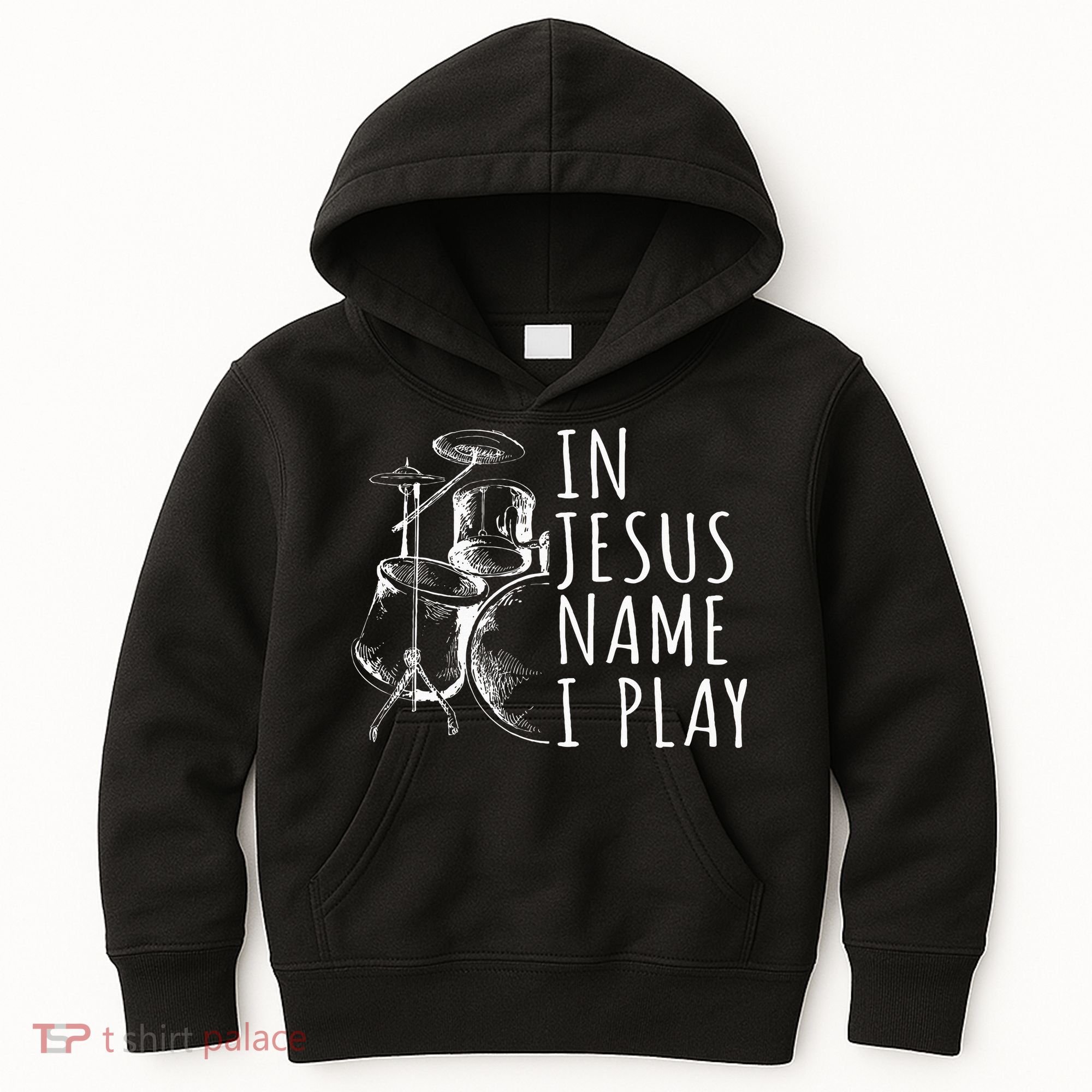 Christian Drumming In Jesus Name Play Drums Worship Drummer Kids Hoodie