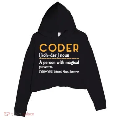 Coder Definiton It Programmer Software Developer Crop Fleece Hoodie