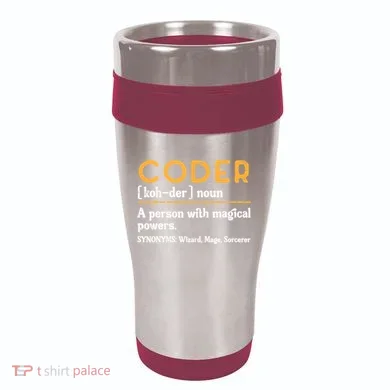Coder Definiton It Programmer Software Developer 16oz Travel Tumbler