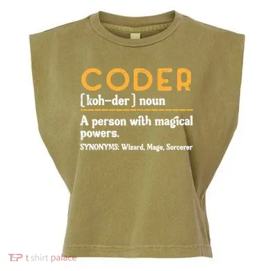 Coder Definiton It Programmer Software Developer Garment-Dyed Women's Muscle Tee