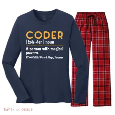 Coder Definiton It Programmer Software Developer Women's Long Sleeve Flannel Pajama Set