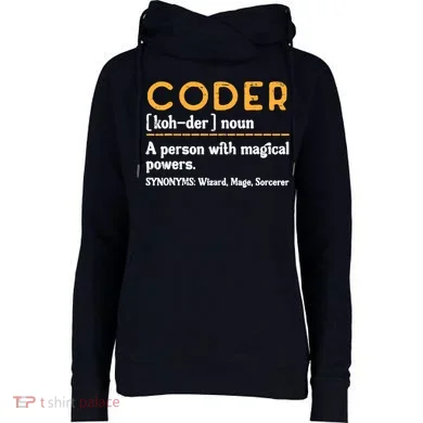 Coder Definiton It Programmer Software Developer Womens Funnel Neck Pullover Hood