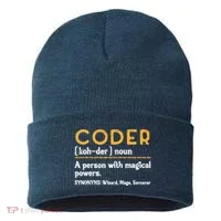 Coder Definiton It Programmer Software Developer Sustainable Knit Beanie thumb 0