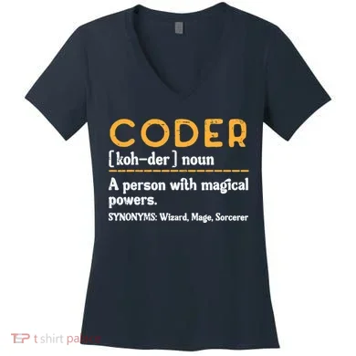 Coder Definiton It Programmer Software Developer Women's V-Neck T-Shirt