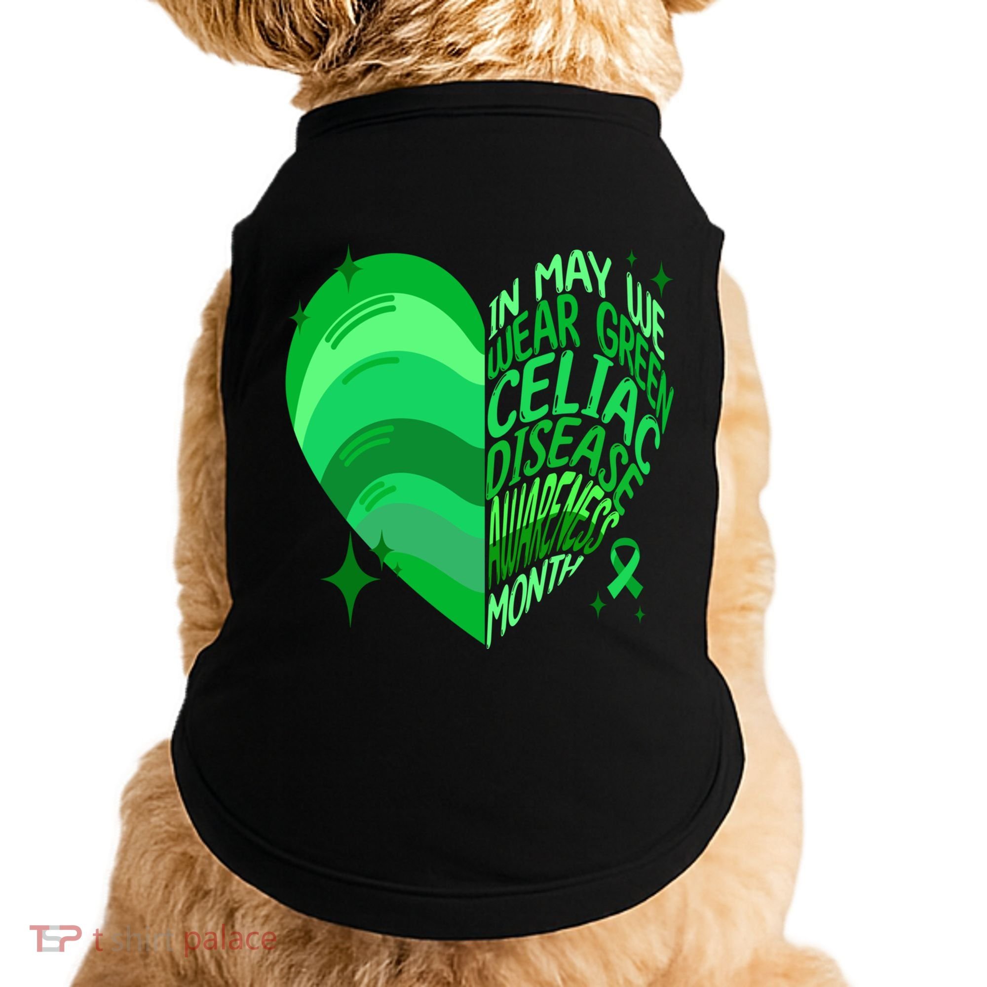 Celiac Disease In May We Wear Green Warrior Supporter Heart Gift Doggie Tank