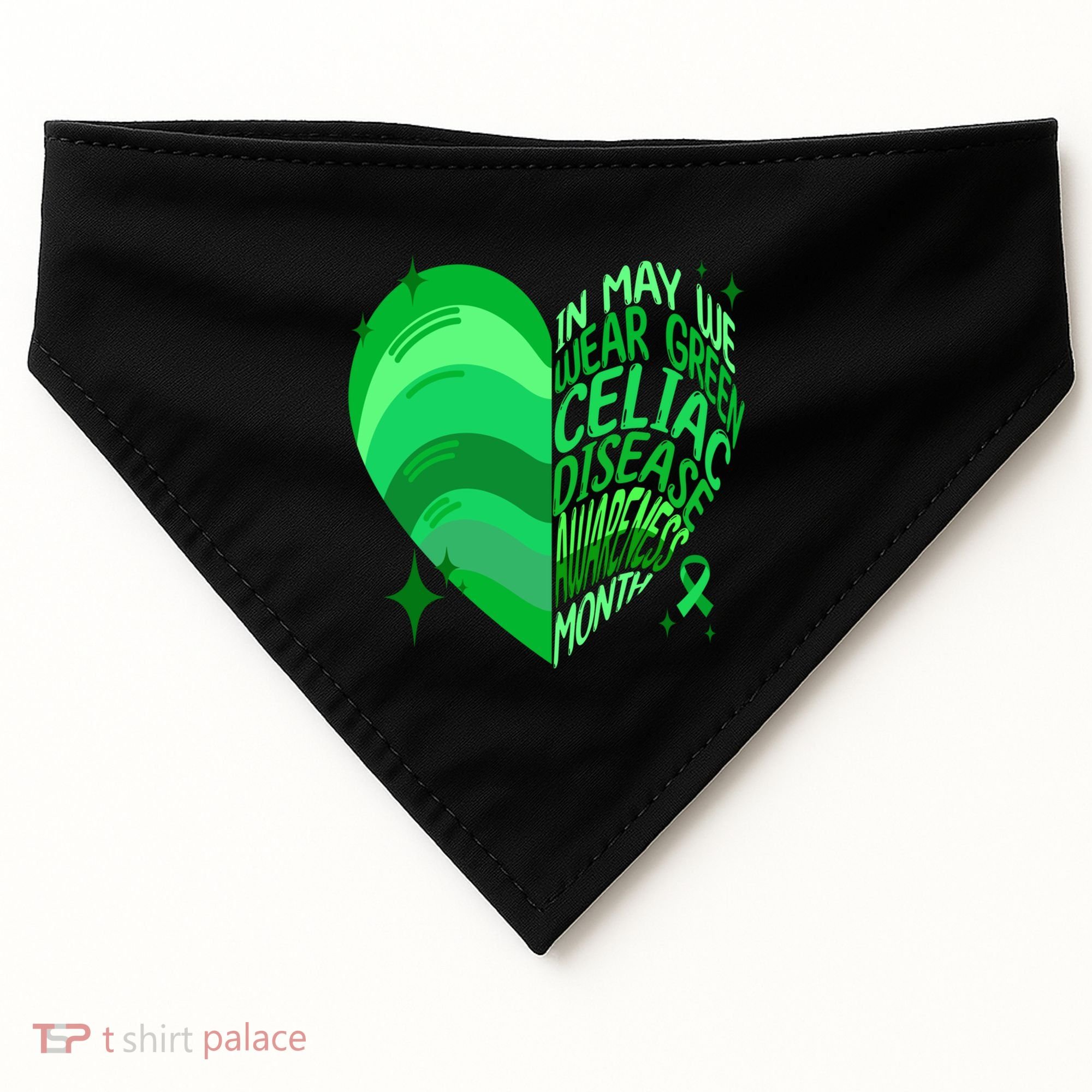 Celiac Disease In May We Wear Green Warrior Supporter Heart Gift USA-Made Doggie Bandana