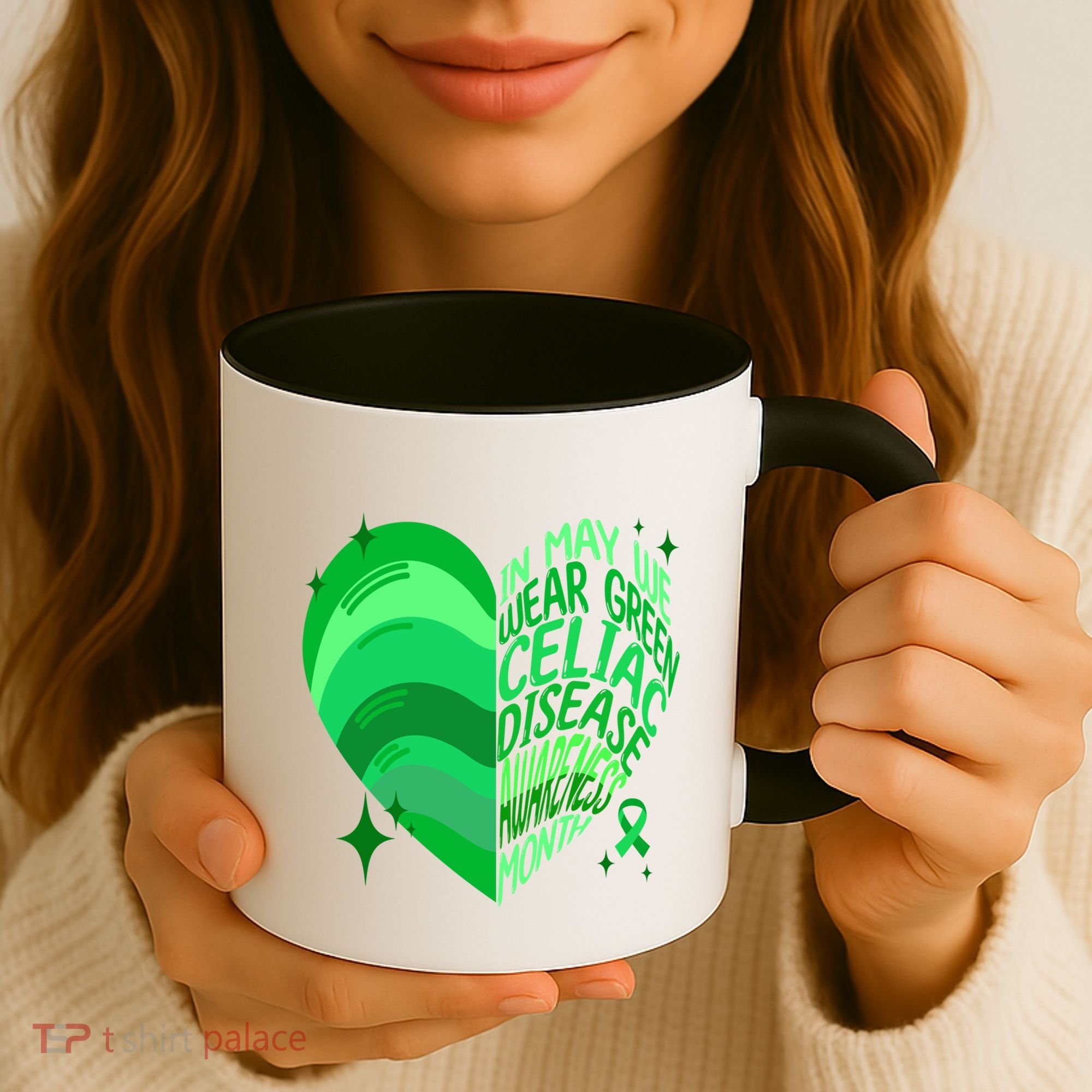 Celiac Disease In May We Wear Green Warrior Supporter Heart Gift Coffee Mug