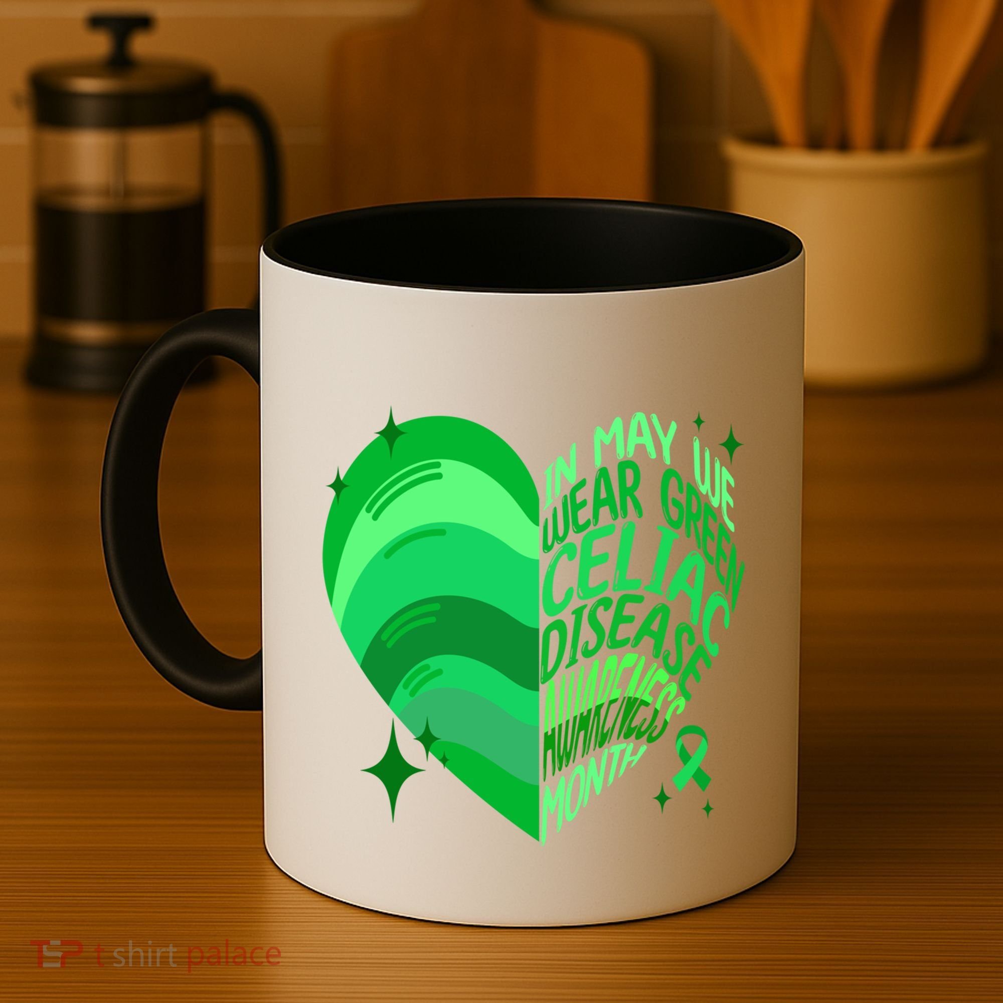 Celiac Disease In May We Wear Green Warrior Supporter Heart Gift Coffee Mug