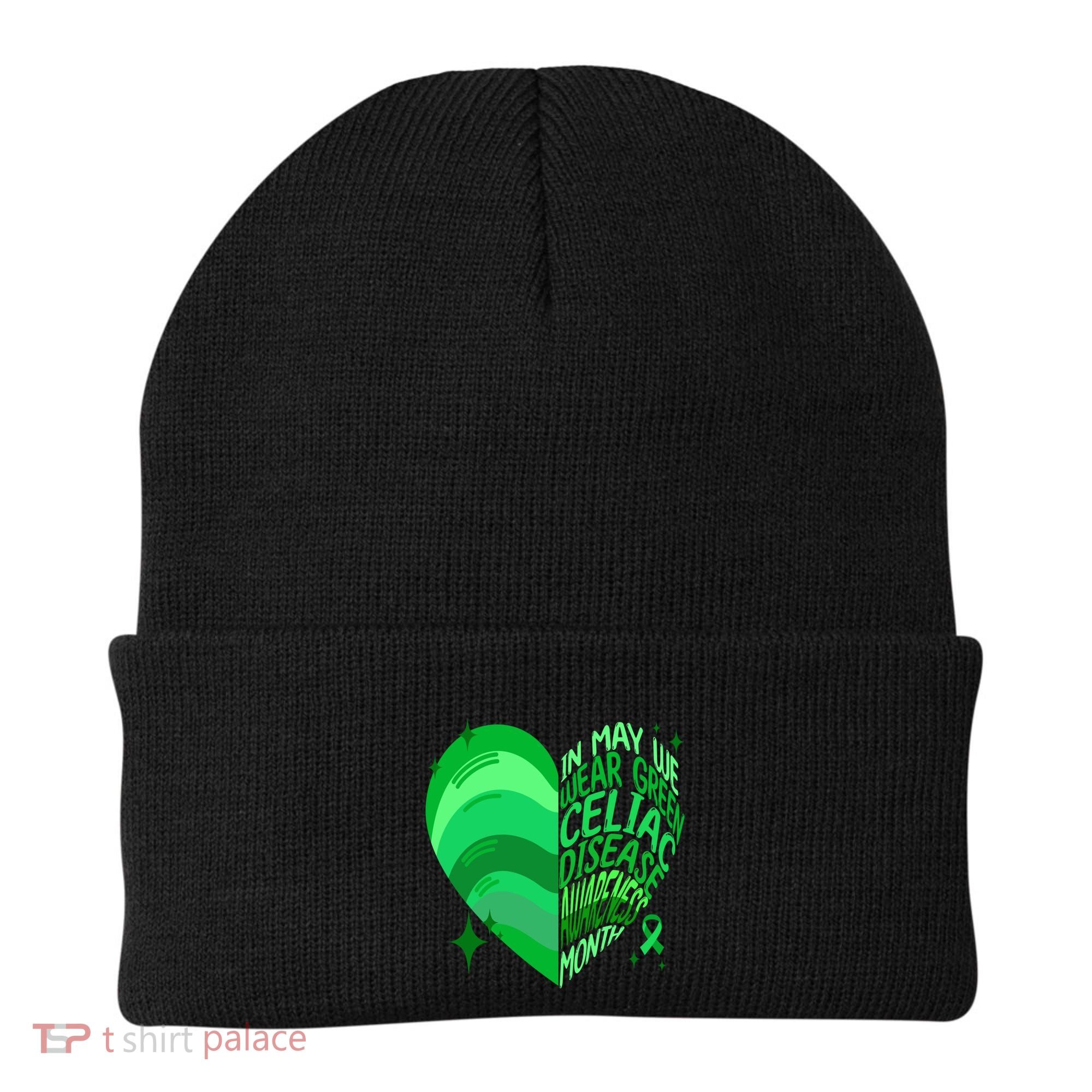 Celiac Disease In May We Wear Green Warrior Supporter Heart Gift Beanie