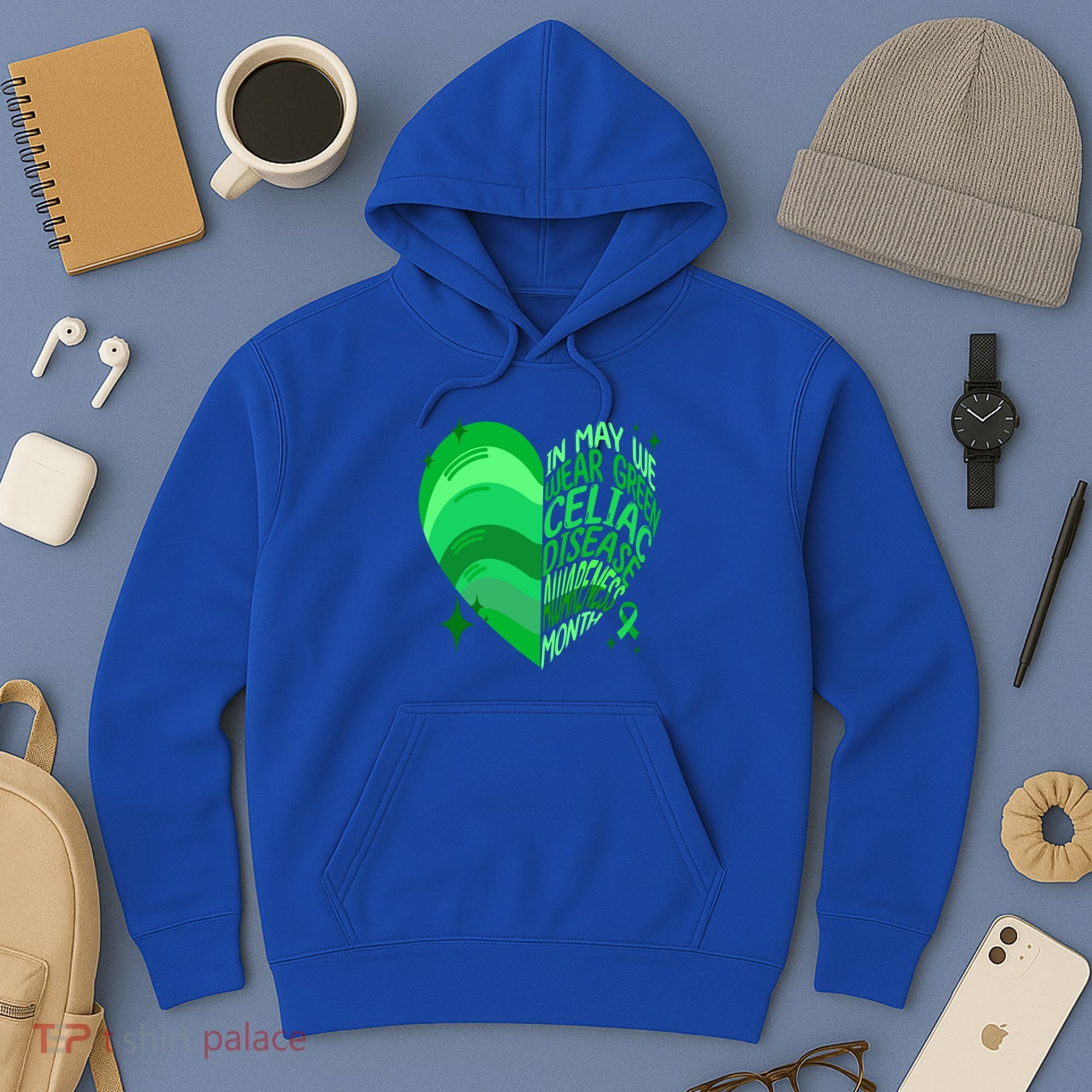 Celiac Disease In May We Wear Green Warrior Supporter Heart Gift Hoodie