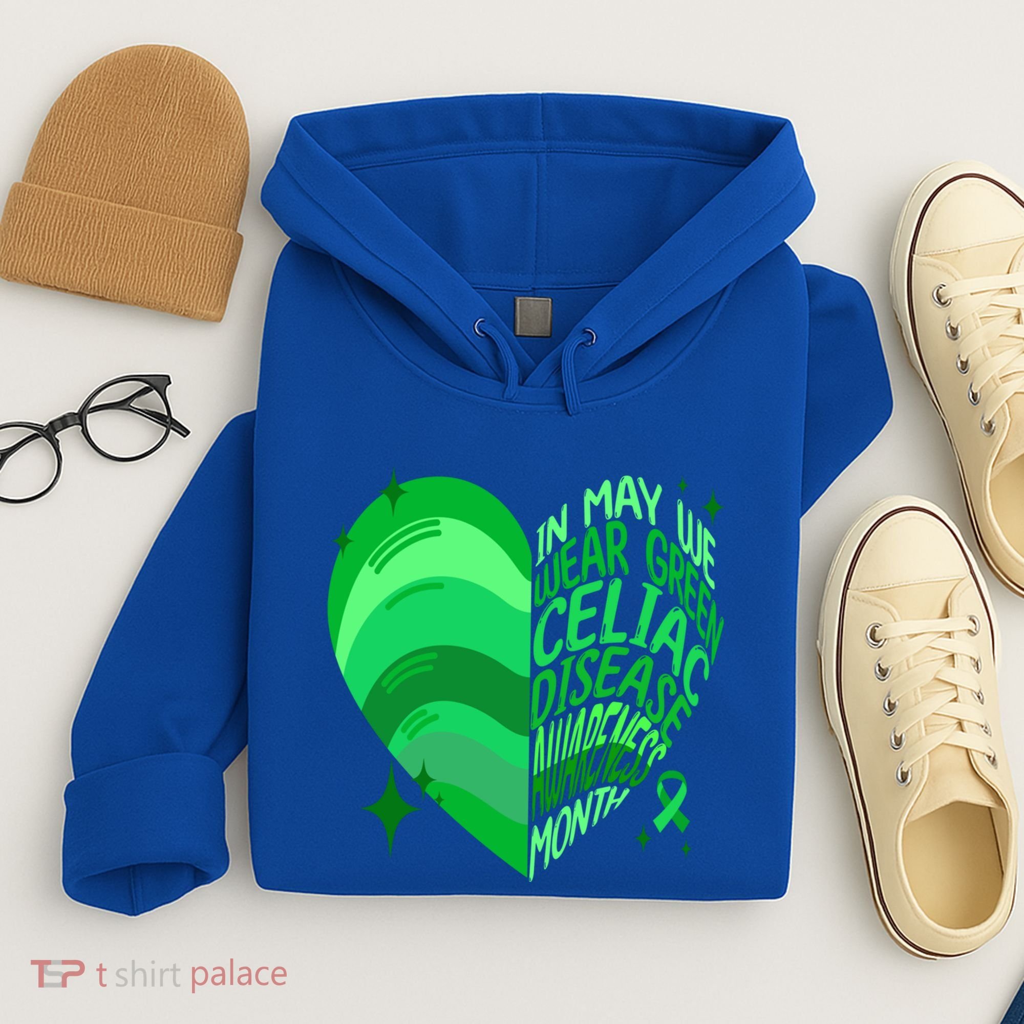 Celiac Disease In May We Wear Green Warrior Supporter Heart Gift Hoodie
