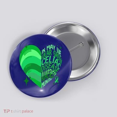 Celiac Disease In May We Wear Green Warrior Supporter Heart Gift Button