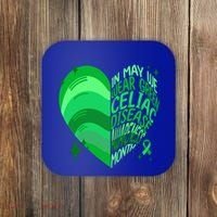 Celiac Disease In May We Wear Green Warrior Supporter Heart Gift Coaster thumb 0