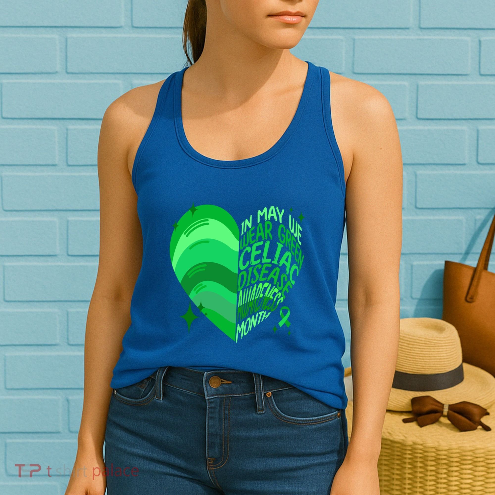 Celiac Disease In May We Wear Green Warrior Supporter Heart Gift Women's Tank Top