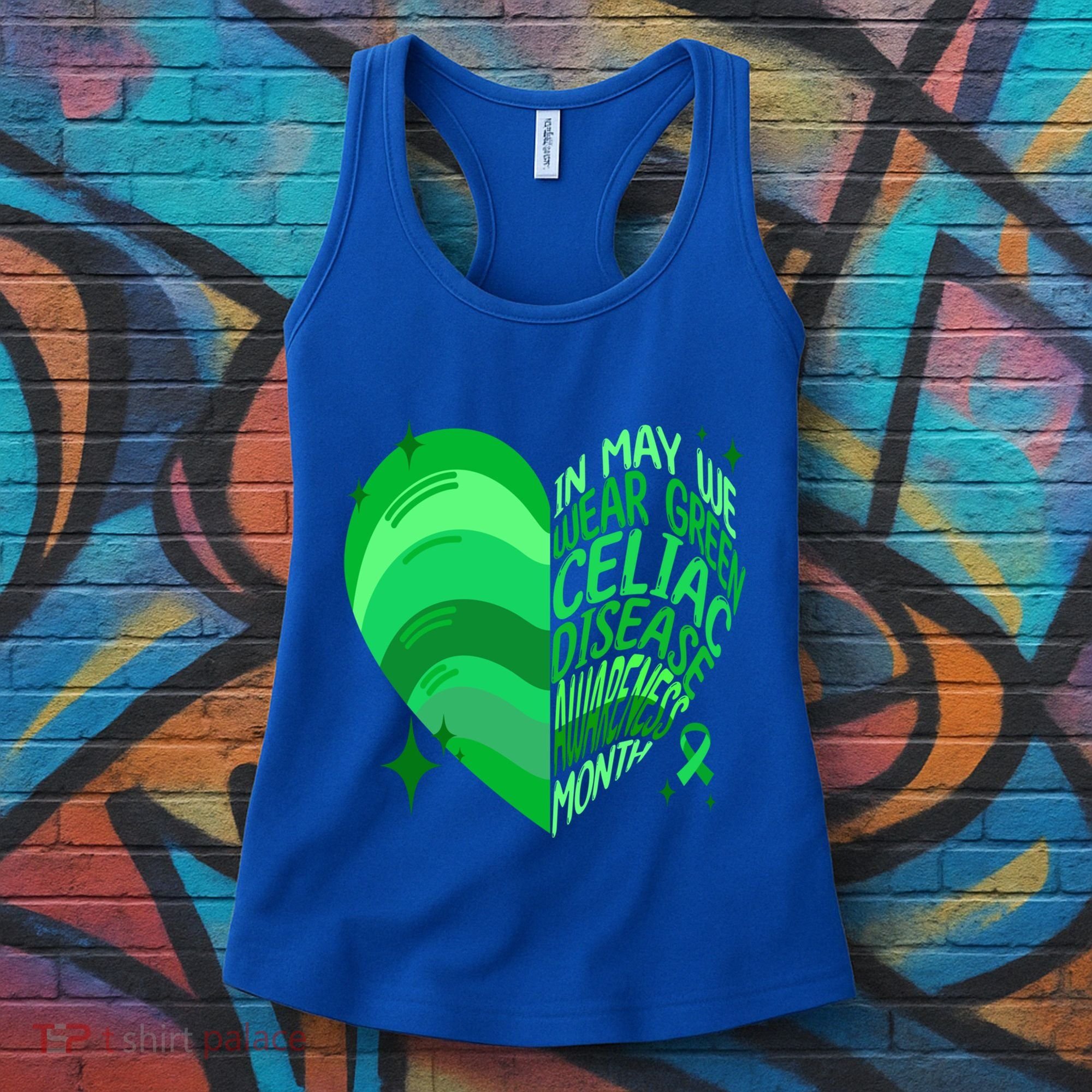 Celiac Disease In May We Wear Green Warrior Supporter Heart Gift Women's Tank Top